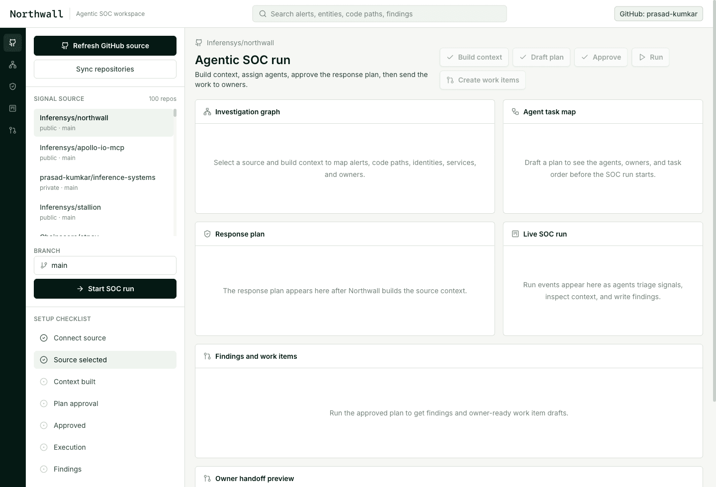 Northwall source selection screen